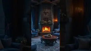 Cozy Medieval Winter Room ❄️ Fireplace & Snowfall Ambience