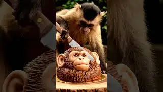 Monkey Cuts His Own Head?! 🐵 Hyperrealistic Cake Prank Gone Wrong #FunnyAnimals