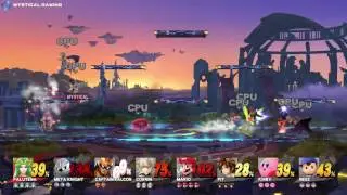 Super Smash Bros - 8 Player Free for all - Stock Battle (Palutena) (Wii U)