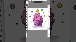 Happy Birthday Cupcake using Sketchbook #reels #shorts #sketchbook #digitalart #birthdaycupcakes