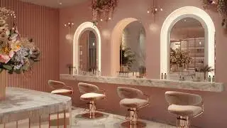 Luxury Pink Beauty Salon Ambience 4K • Glam Pink & Gold Aesthetic • Relaxing Jazz for Spa & Nails