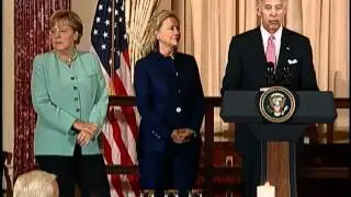 Vice President Biden, Secretary Clinton, and German Chancellor Merkel Deliver Remarks