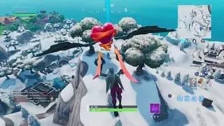 Fortnite Fortbyte #48 Using Vox Pickaxe to smash the gnome beside a mountain top throne