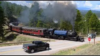 Black Hills Central Railroad -1880s Steam Train chugging and smoking-