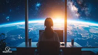 ポモドーロタイマー 25分集中/5分休憩【宇宙からの朝焼け/ピアノを聞きながら】2時間・作業用BGM・勉強用BGM ambient（画面表示タイマー付き）