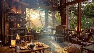 Sunset Jazz in a Cozy Treehouse &ndash; Warm & Relaxing Jazz with Forest Ambience 🌲☕🔥