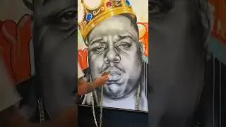 Adding chain to Biggie Painting 🎶 #notoriousbig #biggiesmalls #biggie #art #popart