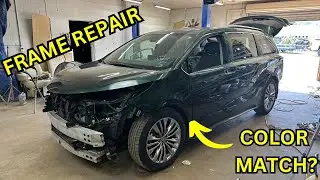 REBUILDING A WRECKED 2021 TOYOTA SIENNA FRAME WORK & PAINTING