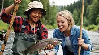 Girls Fishing in Rice Fields 🌾🎣 | Amazing Fishing in Battambang