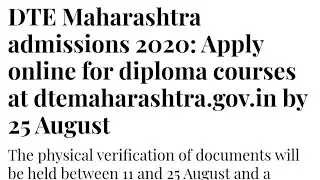 CET 2020. DTE Diploma Couses Document Verification Started. MBA might follow similar process.