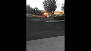 Truck fire in Albertsons parking lot in Ridgecrest