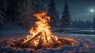 🔥 Cozy Fireplace Crackling 24/7 | Snowy Winter Cabin | Winter Ambience