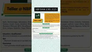 NATIONAL BANK OF PAKISTAN NBP NEW JOBS 2025 🇵🇰