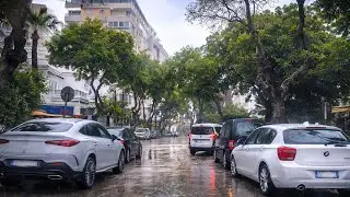 جولة في مدينة طنجة تحت أمطار و رياح قوية | عاصفة تضرب المدينة ⛈️😮