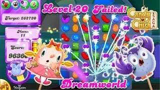 Level 20 Dreamworld but I get 3 Stars & 🦉 Odus still falls off the 🌙Moon! - 2016 OG Candy Crush Saga