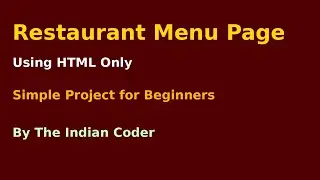 Create Restaurant Menu Page using HTML Only 🍽️ | Simple HTML Project for Beginners