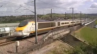 Reaction to first time line-side as a Eurostar train speeds by with that unique sound! (With slo-mo)
