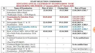 SSC Calendar 2019-20 Out: CGL, CHSL Exam Date Released