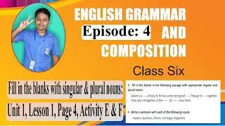 Episode 4 📖 Class 6 grammar at page 4 (E, F) 📕Fill in the blanks with singular & plural nouns