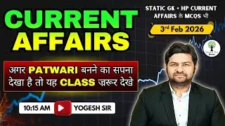 Current Affairs 2025 | HPAS, Naib Tehsildar & Allied | HP Govt. Exams | 3rd Feb 2026