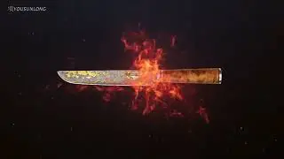 YOUSUNLONG Hand-made Copper Damascus steel Blade 8