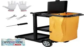 VEVOR Cleaning Cart 3 Shelf Commercial Janitorial Cart 200 lbs Capacity Plastic