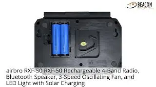 airbro RXF-50 RXF-50 Rechargeable 4-Band Radio Bluetooth Speaker 3-Speed Oscillating Fan and LED ...
