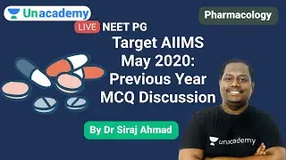AIIMS | Target AIIMS May 2020: Previous year MCQ discussion | Pharmacology By Dr Siraj Ahmad