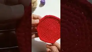 ✨ Handmade Red Crochet Cup Coaster | Round with Corner Design #shorts #crochet #handmade