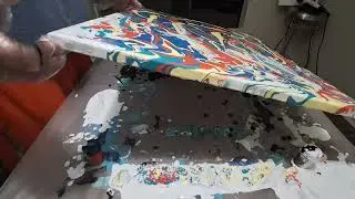 My largest and latest acrylic pour painting 🖼  20inch by 24inch canvas covered ✨️ 