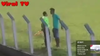 Viral video Linesman knocks out pitch invader witch vicious punch during football match.