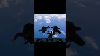 Three warriors of the sky 🌌🪂 descend from the clouds, ready for the mission ahead 💪✈️🔥 #shorts