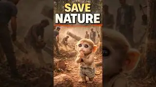 Poor baby monkey is begging us with folded hands&hellip; please save nature 🌱💔 #monkeystory