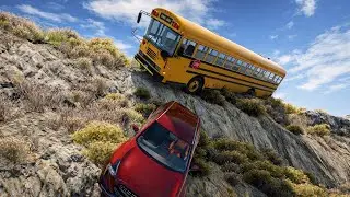 Deadly Bus vs Car Accident on Dangerous Road😱| Extreme Damage | BeamNG Drive