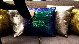 Two Tone Sequin Fabric - Premium. Black & Multi Demonstration
