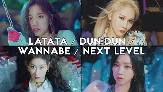 i-dle/EVERGLOW/ITZY/aespa most viewed MV, but every time they say the title the song changes