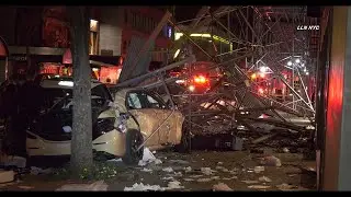 Benz Crashes Scaffolding, Driver Arrested, Friends Mad at Cops, Louis Vuitton in Trunk / Manhattan