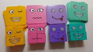 5Minutes Unboxing Wooden Face Changing Magic Cube Building Blocks Game Matching Puzzle Solving Toy