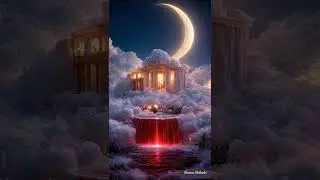 🏰 Cinematic Palace Above the Clouds | Moonlit Waterfall Fantasy Scene 🌙✨#klingai #ai #shovarakibuki