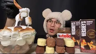 ASMR CHOCOLATE ICE CREAM MARSHMALLOW MAGNUM HERSHSHEY’S Nutella Maltesers Kinder Snickers Mukbang