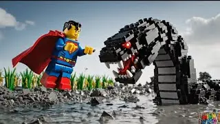💥 LEGO SUPERMAN vs GIANT BLACK SNAKE in the Rice Fields! #lego
