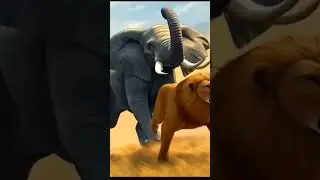 Lion and Elephent Fight - Hybrid Animal Fusion #animals #lion #fight