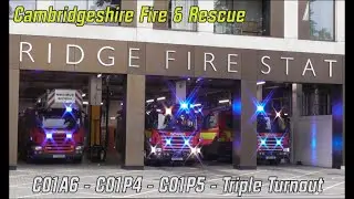 *TRIPLE TURNOUT* Cambridgeshire Fire & Rescue Responding to Car Fire in a Multi-story Car Park