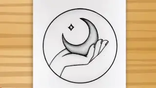 How to draw a Half moon in hand - pencil sketch / Drawing Tutorial for beginners step by step / Art