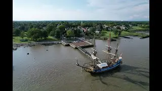 Kalmar Nyckel docked at the pier in New Castle, DE.