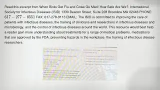 Read this excerpt from When Birds Get Flu and Cows Go Mad! How Safe Are We?. International Society f