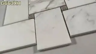 Marble Online - Calacatta Gold Marble Large Basketweave Mosaic Tile w/ Cinderella Gray Tan Dot Honed