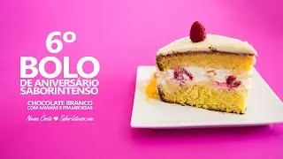 Bolo de Chocolate Branco com Ananás e Framboesa (Bolo de Aniversário)