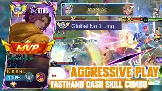 MANIAC! LING AGGRESSIVE PLAY MAKE ENEMY CRY! TOP GLOBAL LING SOLO RANK - MOBILE LEGENDS