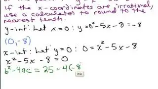 Parabola x and y intercepts 3